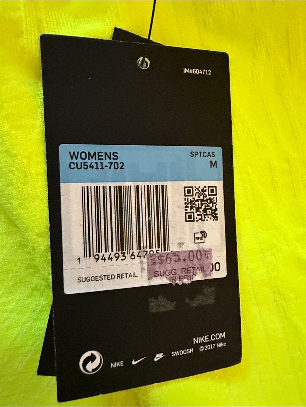 Nike Air Women’s Neon Yellow Seamless Mock Neck  Bodycon Dress with Logo M - Picture 9 of 10